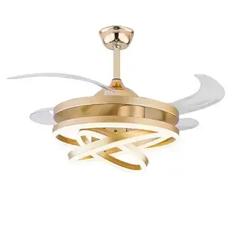Harold Electricals Trinity Nezha Golden Chandelier Ceiling Fan – luxury crystal design with retractable blades and 3-color LED