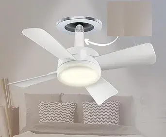 WELTHERM Plastic Socket Ceiling Fan with LED Light – 16-inch rechargeable fan with 3-step warm LED and wireless remote