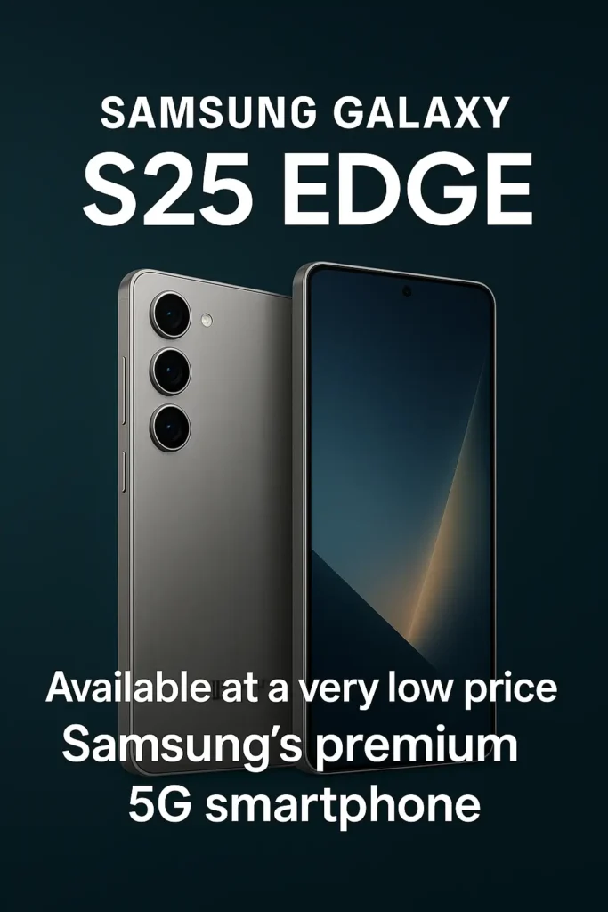 Samsung Galaxy S25 Edge smartphone front and back view with ultra-slim design and premium finish